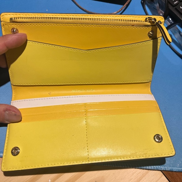 Michael Kors Yellow and Pale Pink Zip Wallet - Picture 2 of 3